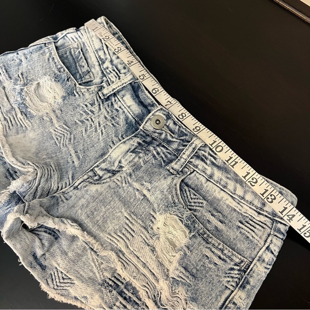 Klique B ultra mini denim shorts, textured distressed festival jean shorts S - Picture 6 of 12